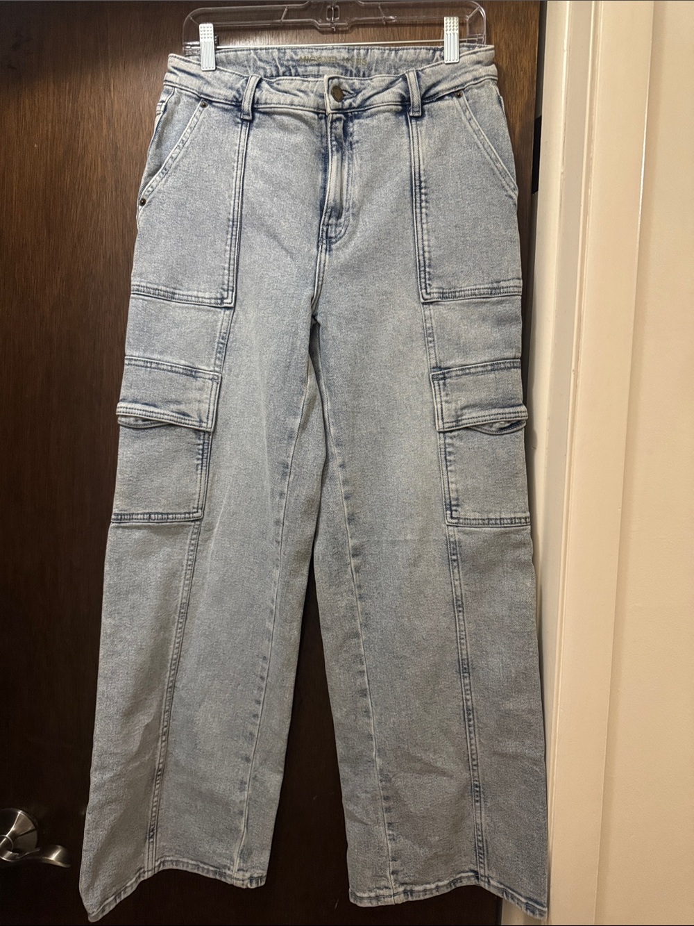 Michael Kors Light Wash Wide Leg Cargo Jeans